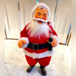 15" Coca Cola 1984 Vintage Santa Clean Collectible WITH Coke Bottle